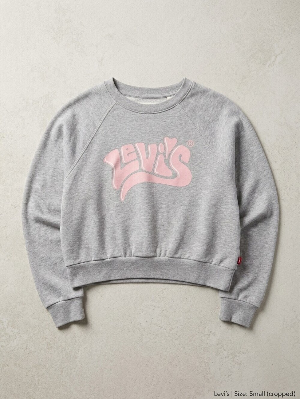 Levi's Women's Gray Cropped Sweatshirt with Pink Logo, Size XSmall